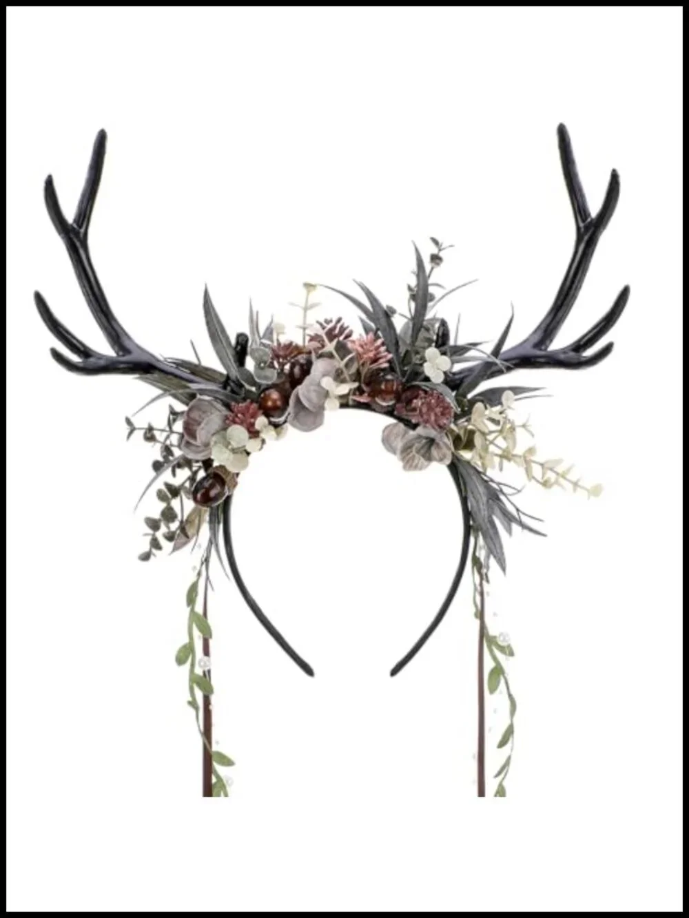 Gothic Flower Antler Headband Deer Antlers Hairband with Vines for Renaissance
